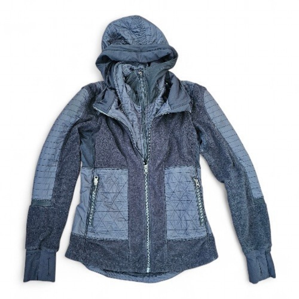 Lululemon Fleece Black Multipocket Hooded Outdoor Athleisure Jacket sz 6